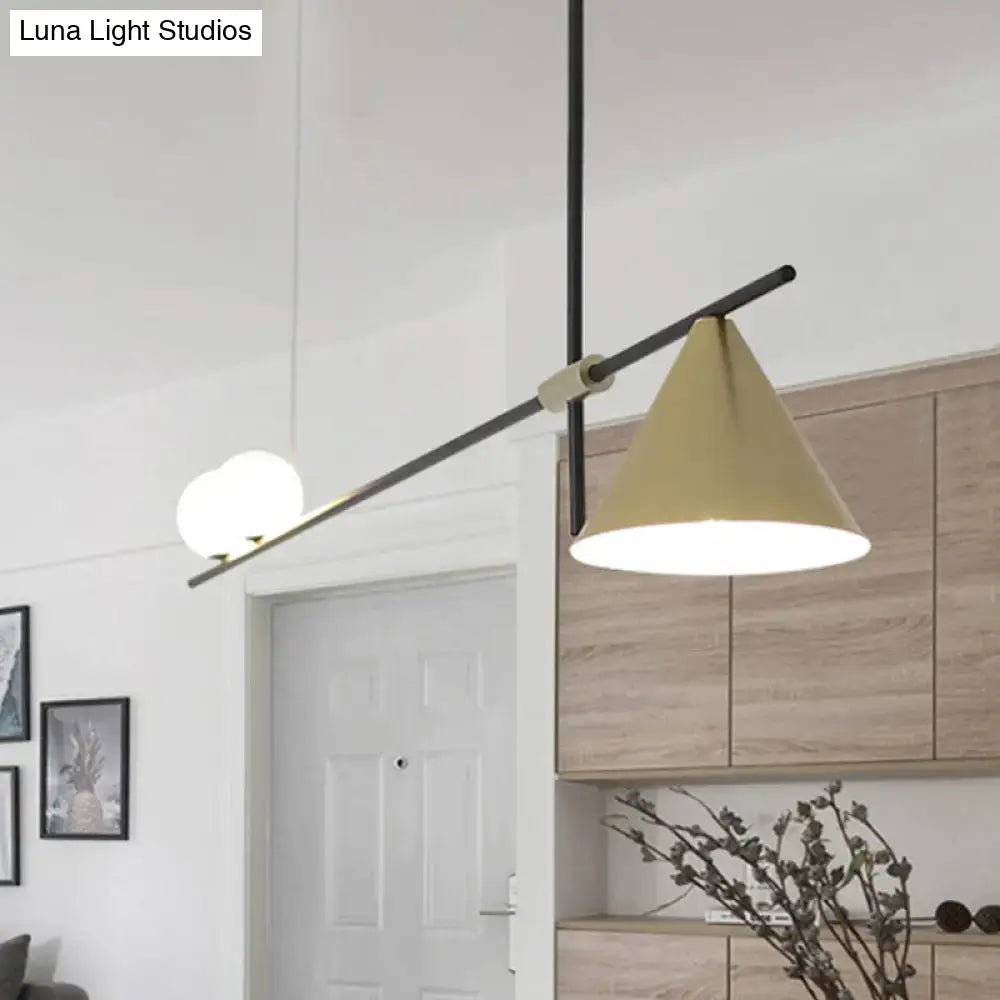 Modern black & gold metal cone island light for dining room