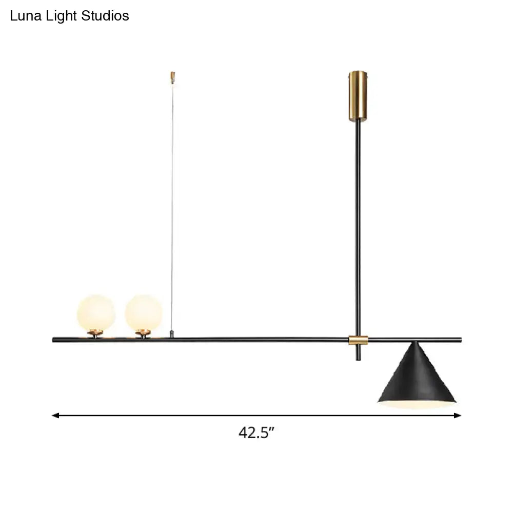 Modern black & gold metal cone island light for dining room