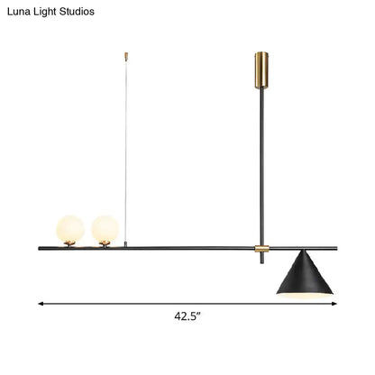 Modern black & gold metal cone island light for dining room
