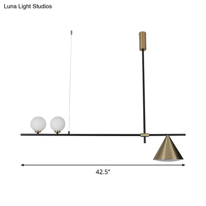 Modern black & gold metal cone island light for dining room