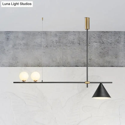 Modern black & gold metal cone island light for dining room