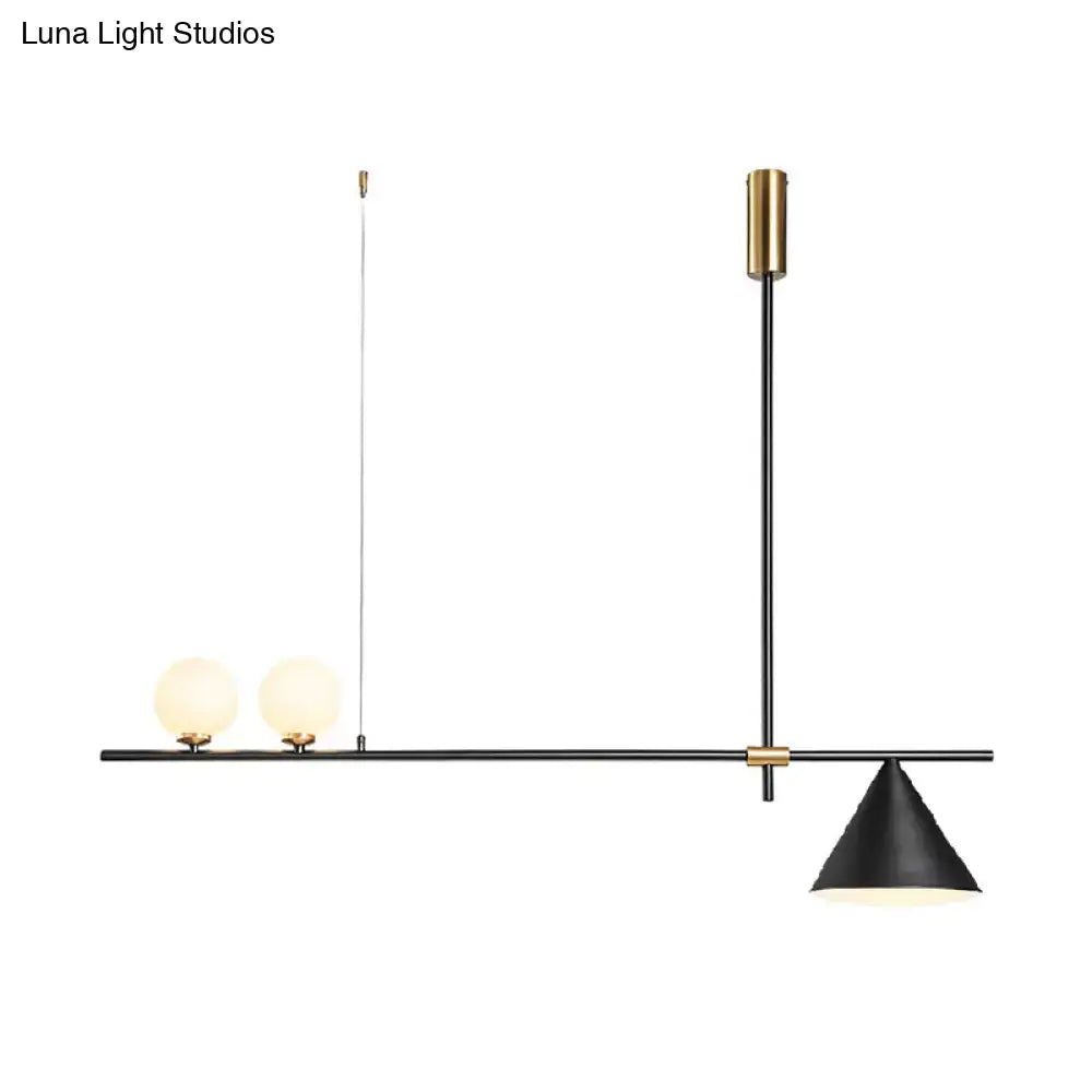 Modern black & gold metal cone island light for dining room