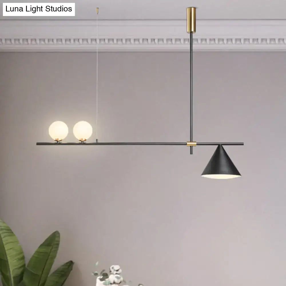 Modern black & gold metal cone island light for dining room