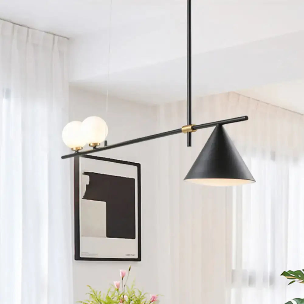 Modern black & gold metal cone island light for dining room