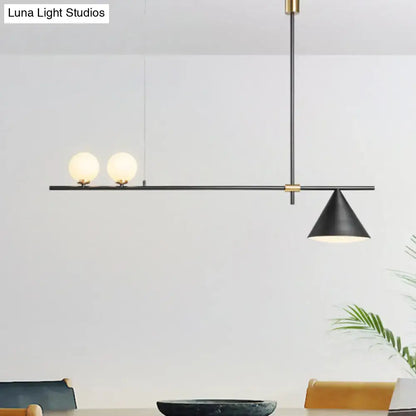 Modern black & gold metal cone island light for dining room