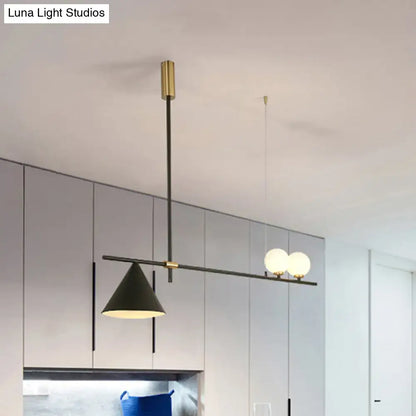 Modern black & gold metal cone island light for dining room