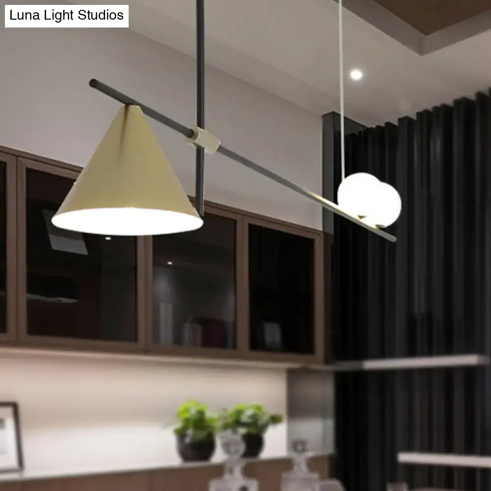 Modern black & gold metal cone island light for dining room