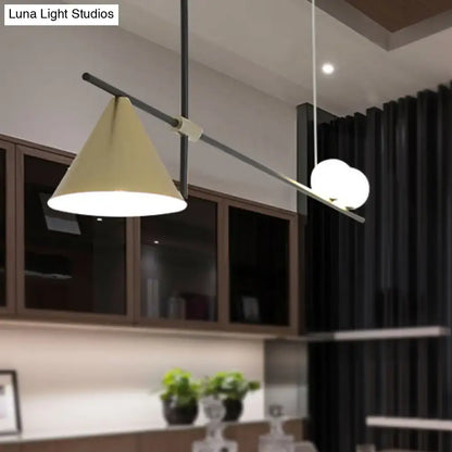 Modern black & gold metal cone island light for dining room
