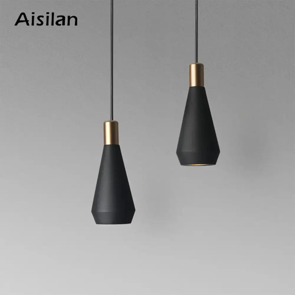 Modern black & gold metal pendant chandelier dining room led light