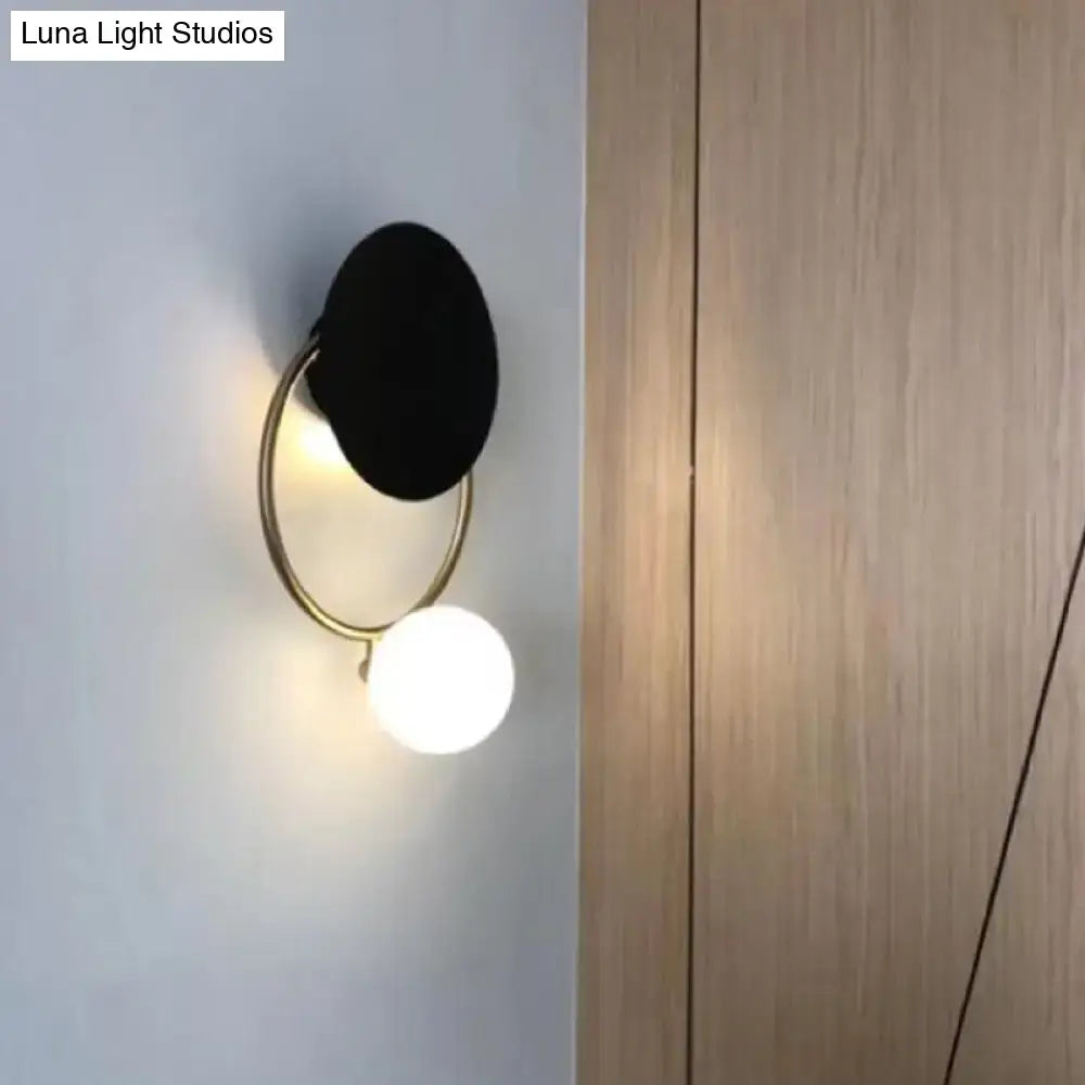 Modern black & gold metal planet wall mount lamp bedroom sconce