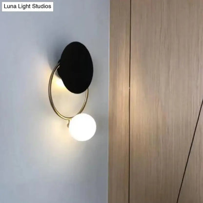 Modern black & gold metal planet wall mount lamp bedroom sconce