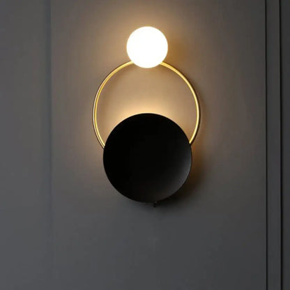 Modern black & gold metal planet wall mount lamp bedroom sconce