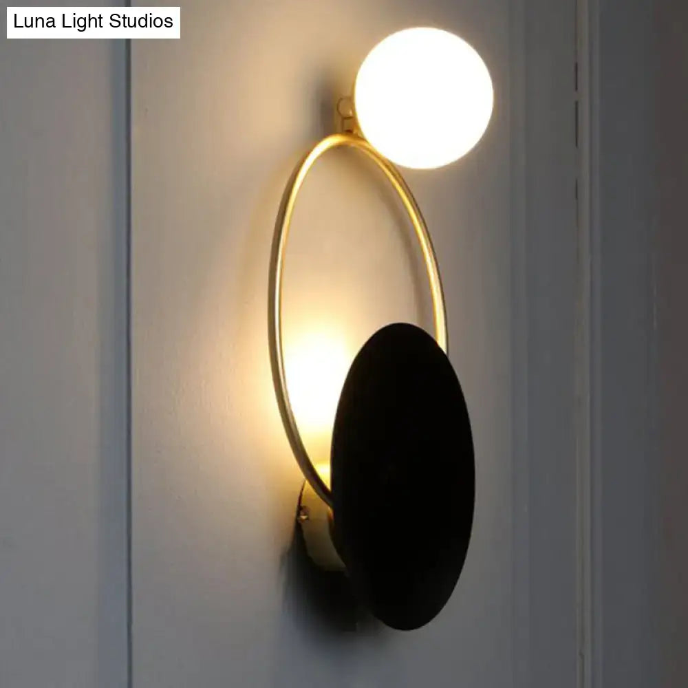 Modern black & gold metal planet wall mount lamp bedroom sconce