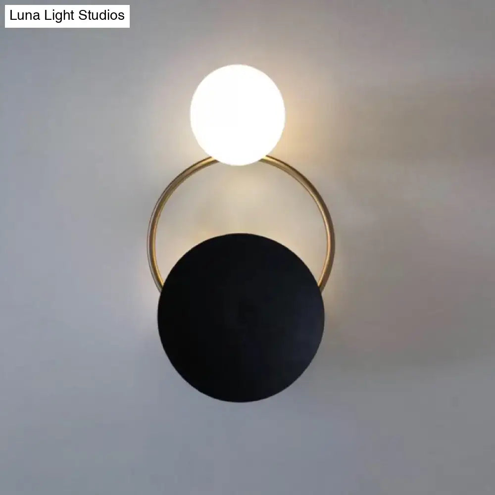Modern black & gold metal planet wall mount lamp bedroom sconce