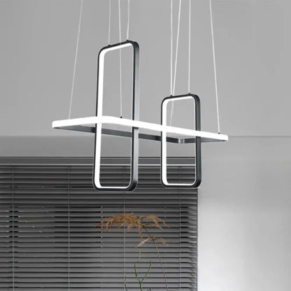 Modern black & gold metal rectangle ceiling pendant kitchen light
