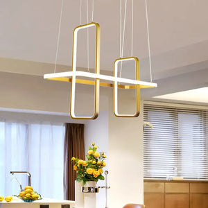 Modern black & gold metal rectangle ceiling pendant kitchen light