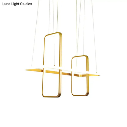 Modern black & gold metal rectangle ceiling pendant kitchen light