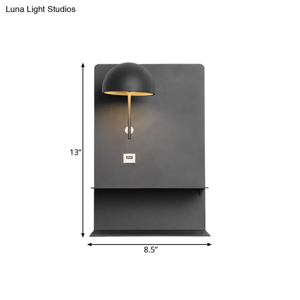Modern black & gold metal wall light with usb – living room