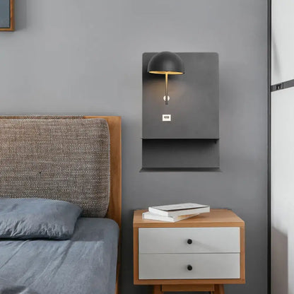 Modern black & gold metal wall light with usb – living room