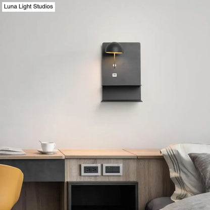 Modern black & gold metal wall light with usb – living room