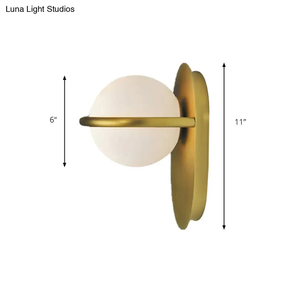 Modern black & gold milk glass wall light bedroom metal backplate