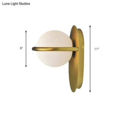 Modern black & gold milk glass wall light bedroom metal backplate