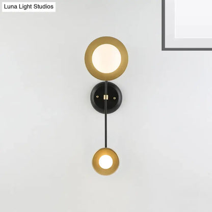 Modern black & gold milky glass wall sconce bedroom reading lamp