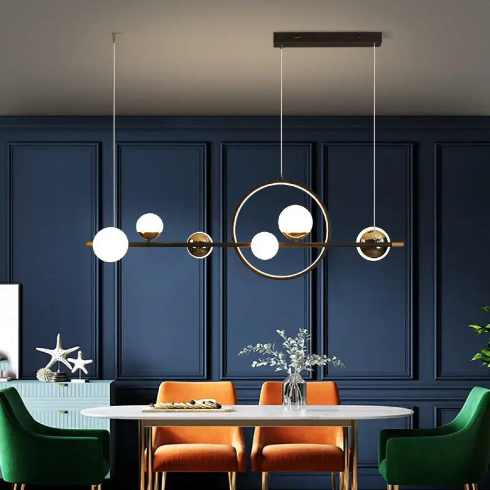 Modern black & gold minimalist led pendant light dining room sphere