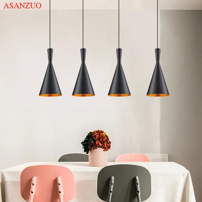 Modern black & gold musical pendant light for dining room