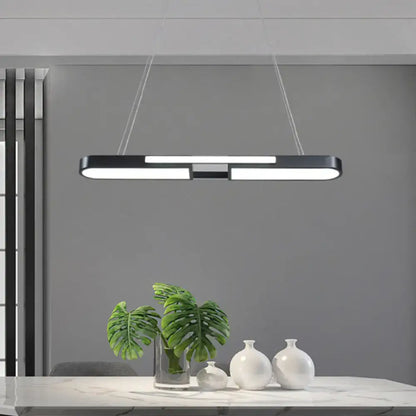Modern black & gold oblong acrylic pendant light dining room lamp
