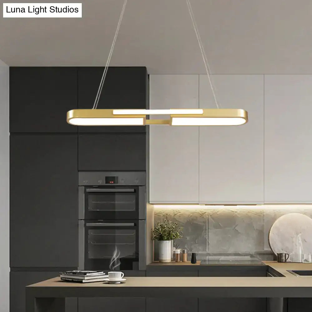 Modern black & gold oblong acrylic pendant light dining room lamp
