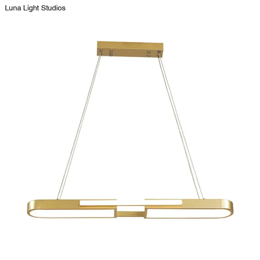 Modern black & gold oblong acrylic pendant light dining room lamp