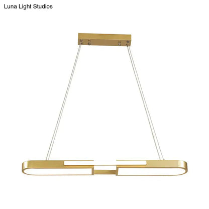 Modern black & gold oblong acrylic pendant light dining room lamp