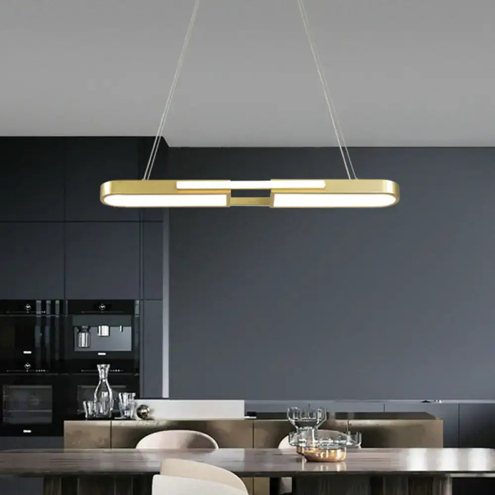 Modern black & gold oblong acrylic pendant light dining room lamp