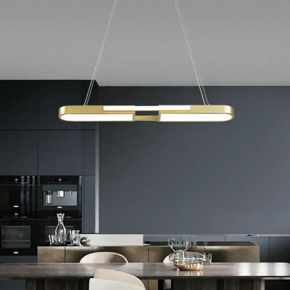 Modern black & gold oblong acrylic pendant light dining room lamp