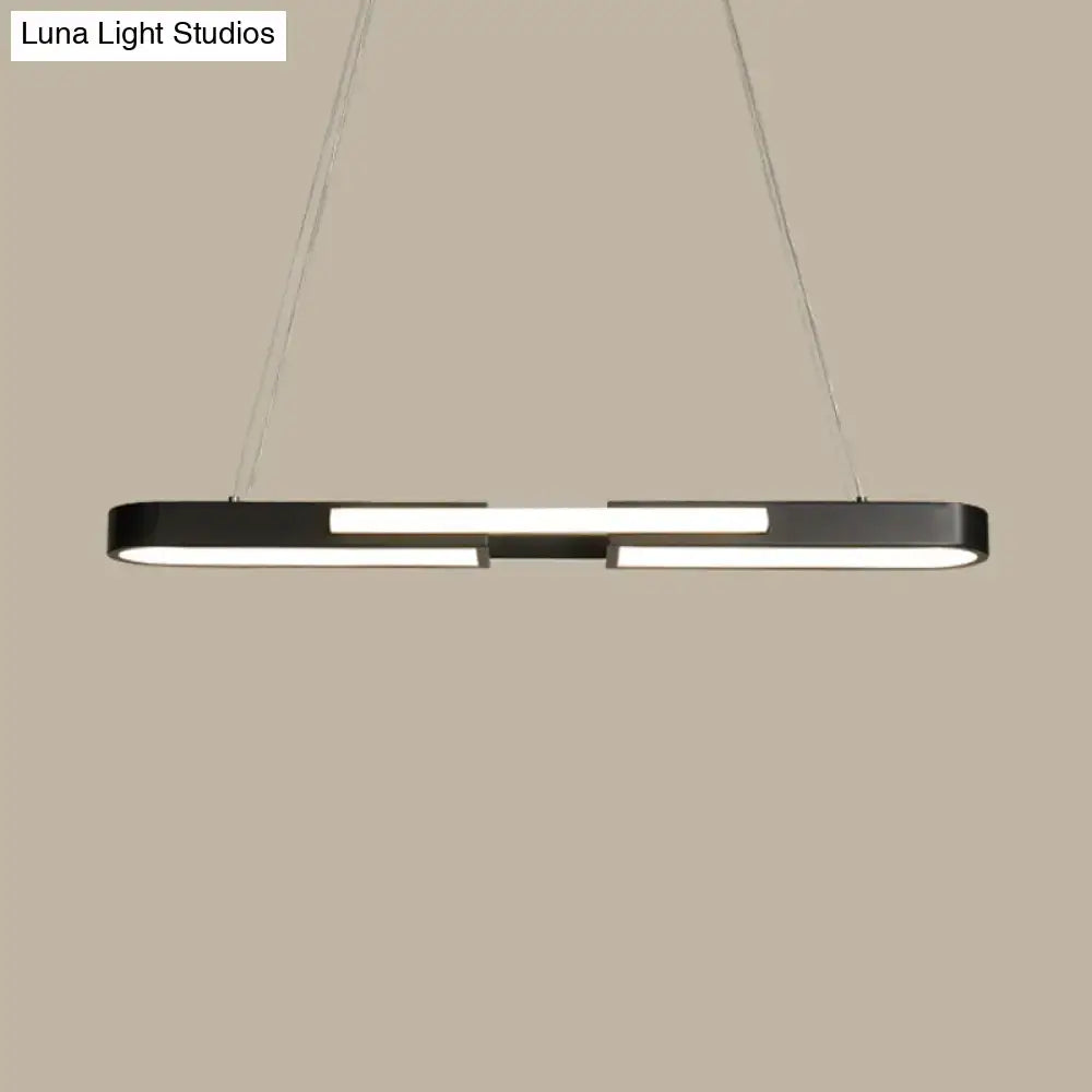 Modern black & gold oblong acrylic pendant light dining room lamp