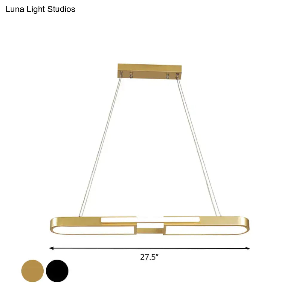 Modern black & gold oblong acrylic pendant light dining room lamp