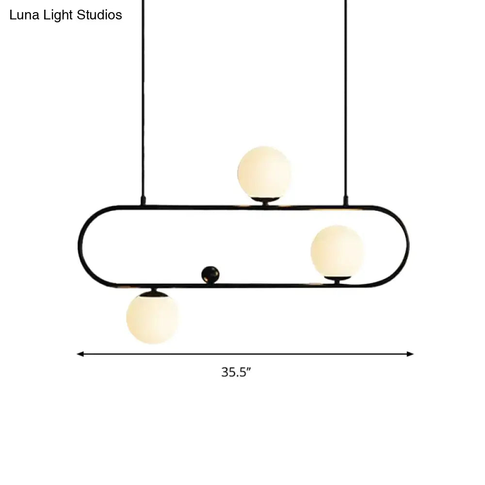 Modern black & gold opal glass chandelier – dining room light fixture