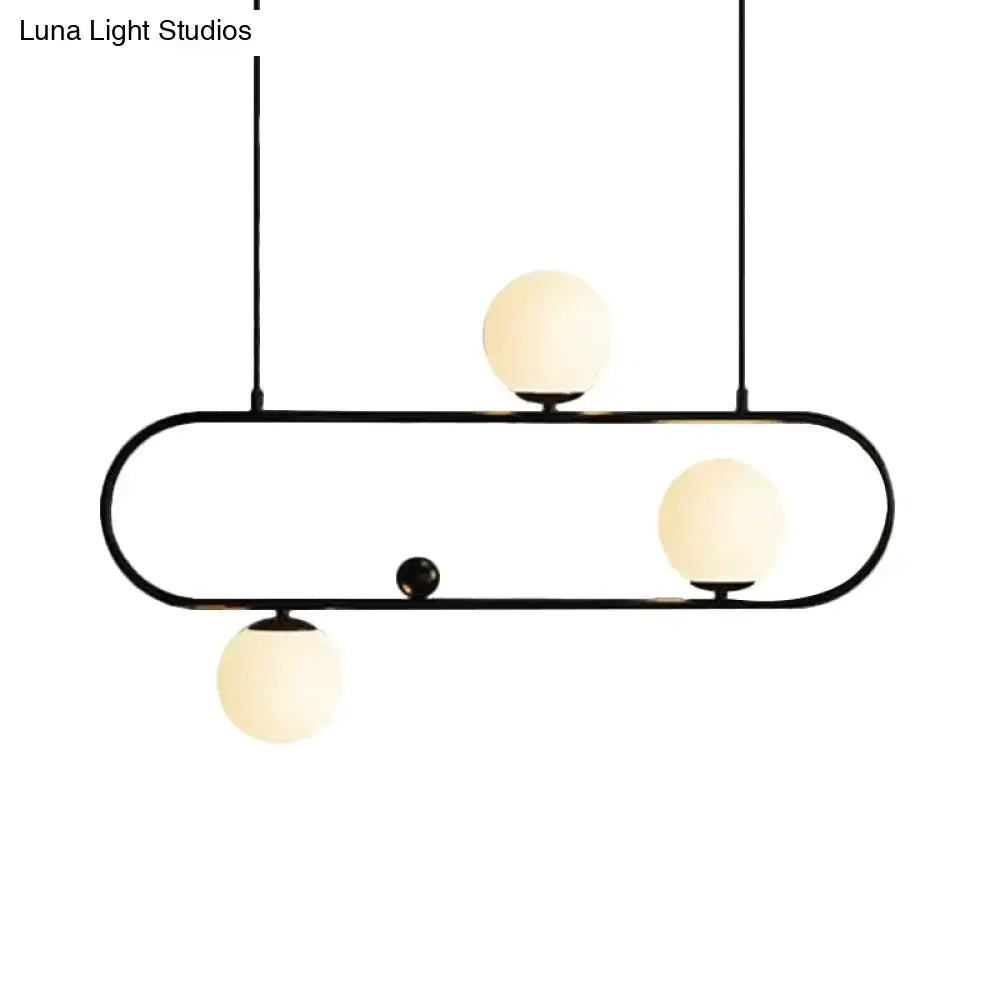 Modern black & gold opal glass chandelier – dining room light fixture