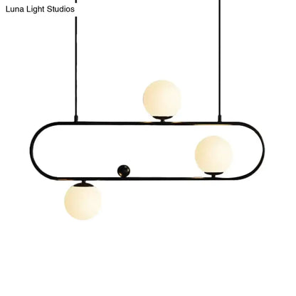Modern black & gold opal glass chandelier – dining room light fixture