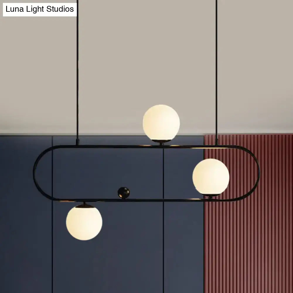 Modern black & gold opal glass chandelier – dining room light fixture