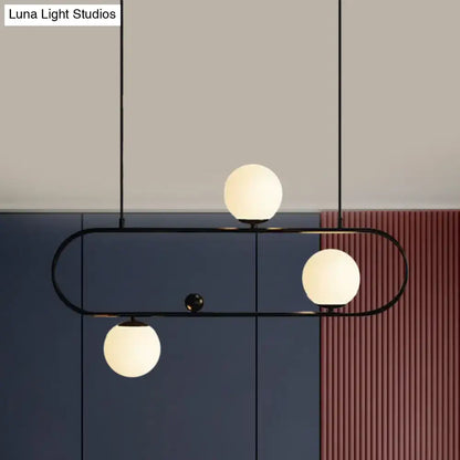 Modern black & gold opal glass chandelier – dining room light fixture