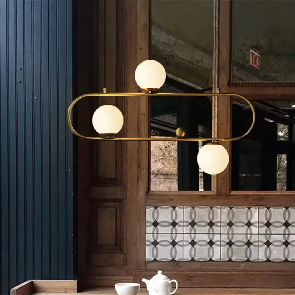 Modern black & gold opal glass chandelier – dining room light fixture