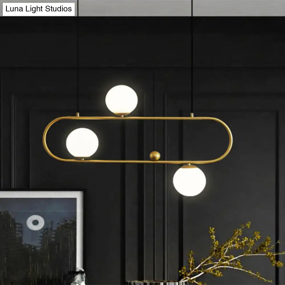 Modern black & gold opal glass chandelier – dining room light fixture
