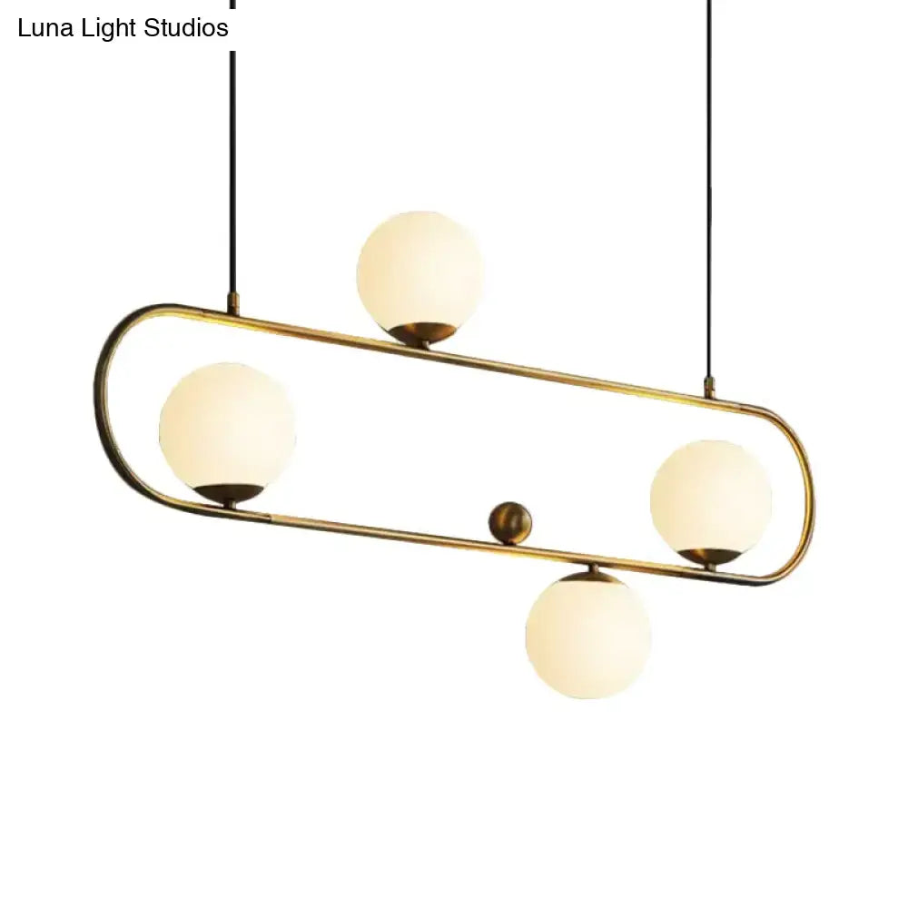Modern black & gold opal glass chandelier – dining room light fixture