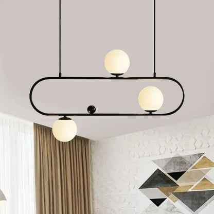Modern black & gold opal glass chandelier – dining room light fixture