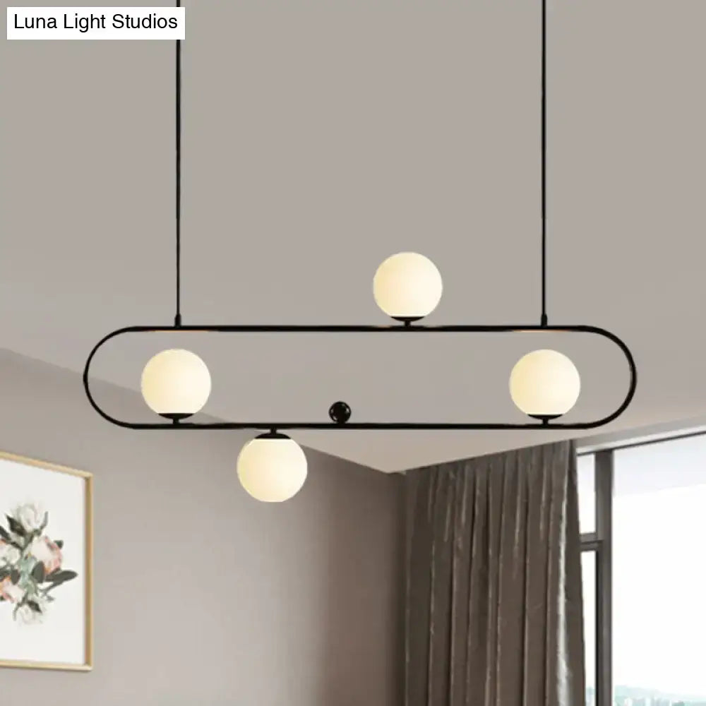 Modern black & gold opal glass chandelier – dining room light fixture