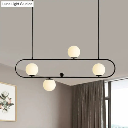 Modern black & gold opal glass chandelier – dining room light fixture