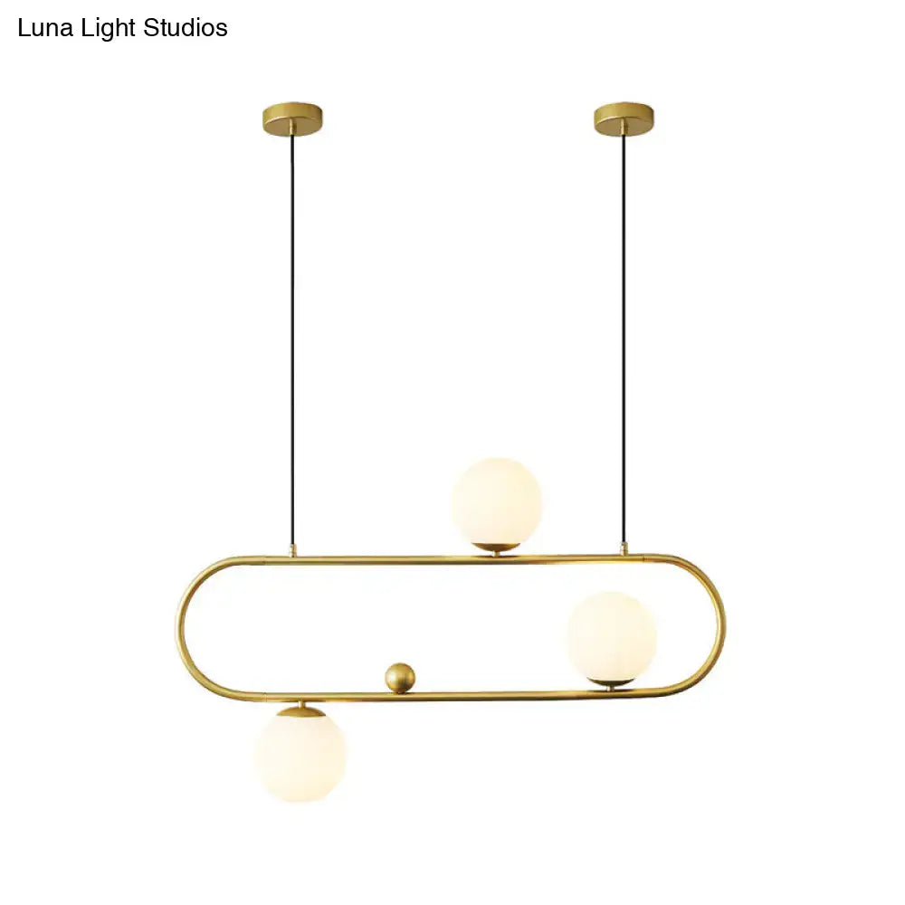 Modern black & gold opal glass chandelier – dining room light fixture