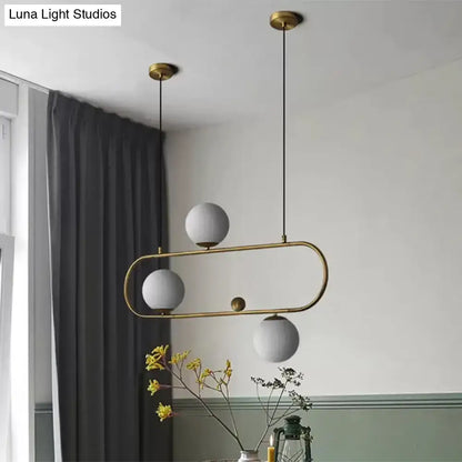 Modern black & gold opal glass chandelier – dining room light fixture